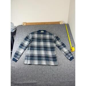 Vintage Eddie Bauer Shirt Mens L Long Sleeve Plaid Henley Blue